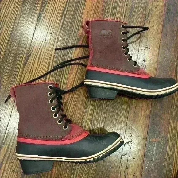 Sorel Slimpack Womens Redwood Candy Apple 1964 Mid Calf Lace Up Boots Size  8 - Picture 1 of 9